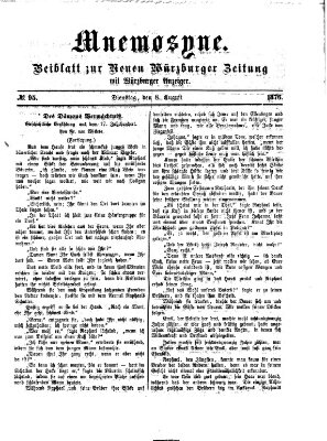 Mnemosyne (Neue Würzburger Zeitung) Dienstag 8. August 1876