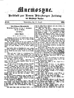 Mnemosyne (Neue Würzburger Zeitung) Donnerstag 10. August 1876