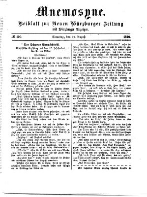 Mnemosyne (Neue Würzburger Zeitung) Samstag 19. August 1876