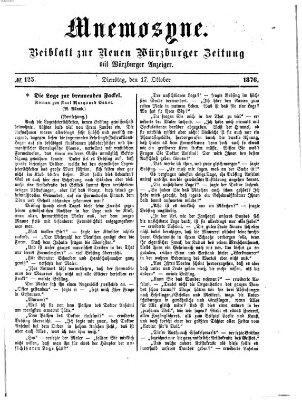 Mnemosyne (Neue Würzburger Zeitung) Dienstag 17. Oktober 1876