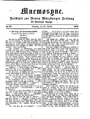 Mnemosyne (Neue Würzburger Zeitung) Dienstag 31. Oktober 1876