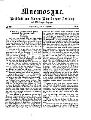 Mnemosyne (Neue Würzburger Zeitung) Donnerstag 7. Dezember 1876