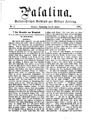 Palatina (Pfälzer Zeitung) Donnerstag 13. Januar 1876