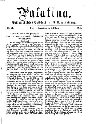 Palatina (Pfälzer Zeitung) Donnerstag 3. Februar 1876