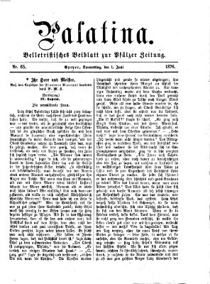 Palatina (Pfälzer Zeitung) Donnerstag 1. Juni 1876