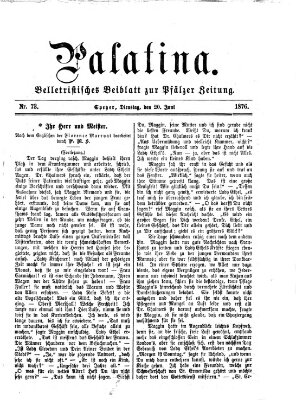 Palatina (Pfälzer Zeitung) Dienstag 20. Juni 1876