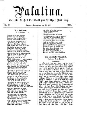 Palatina (Pfälzer Zeitung) Donnerstag 27. Juli 1876