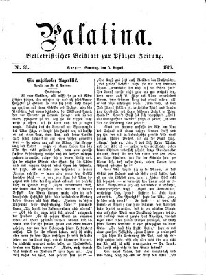 Palatina (Pfälzer Zeitung) Samstag 5. August 1876