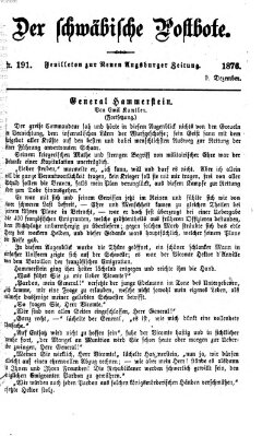Der schwäbische Postbote (Neue Augsburger Zeitung) Samstag 9. Dezember 1876