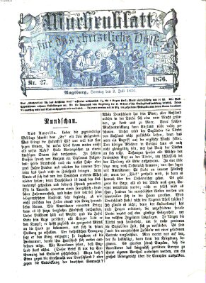 Wochenblatt für das christliche Volk Sonntag 2. Juli 1876