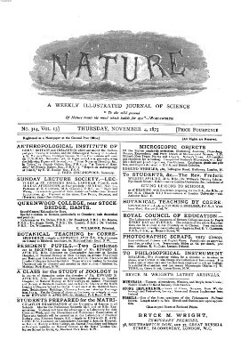 Nature Donnerstag 4. November 1875