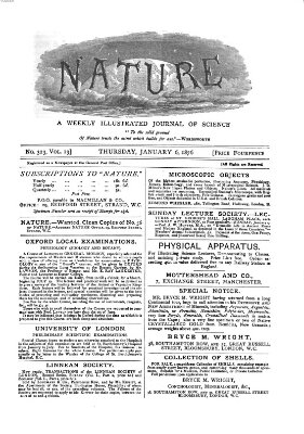 Nature Donnerstag 6. Januar 1876