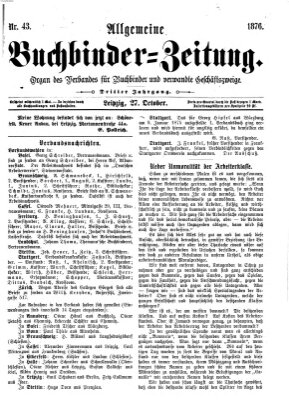Allgemeine Buchbinderzeitung Freitag 27. Oktober 1876