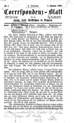 Korrespondenzblatt für die evangelisch-lutherischen Geistlichen in Bayern Samstag 1. Januar 1876