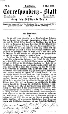 Korrespondenzblatt für die evangelisch-lutherischen Geistlichen in Bayern Montag 1. Mai 1876