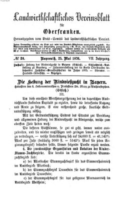 Landwirthschaftliches Vereinsblatt für Oberfranken Donnerstag 25. Mai 1876