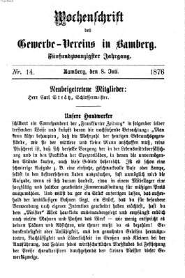 Wochenschrift des Gewerbe-Vereins der Stadt Bamberg Samstag 8. Juli 1876