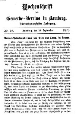 Wochenschrift des Gewerbe-Vereins der Stadt Bamberg Sonntag 10. September 1876