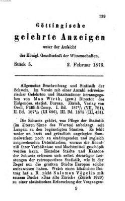 Göttingische gelehrte Anzeigen (Göttingische Zeitungen von gelehrten Sachen) Mittwoch 2. Februar 1876