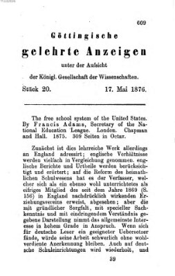 Göttingische gelehrte Anzeigen (Göttingische Zeitungen von gelehrten Sachen) Mittwoch 17. Mai 1876