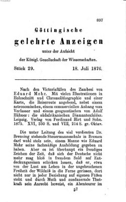 Göttingische gelehrte Anzeigen (Göttingische Zeitungen von gelehrten Sachen) Dienstag 18. Juli 1876
