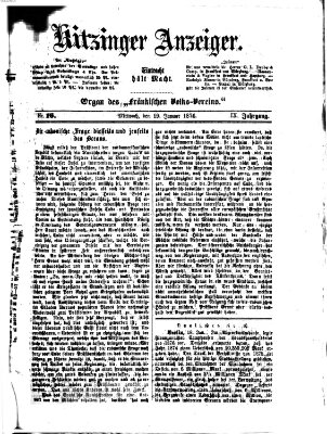 Kitzinger Anzeiger Mittwoch 19. Januar 1876