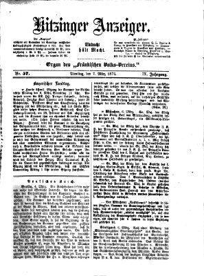Kitzinger Anzeiger Dienstag 7. März 1876