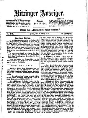 Kitzinger Anzeiger Freitag 10. März 1876