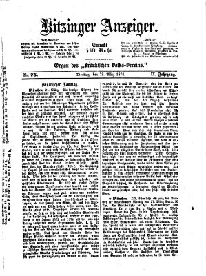 Kitzinger Anzeiger Dienstag 28. März 1876
