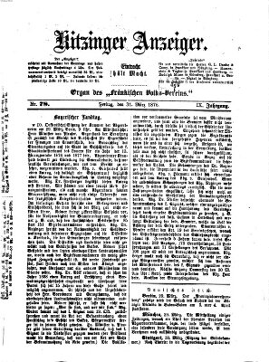 Kitzinger Anzeiger Freitag 31. März 1876