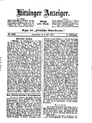Kitzinger Anzeiger Donnerstag 6. Juli 1876
