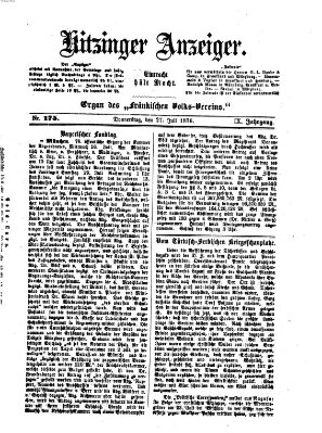 Kitzinger Anzeiger Donnerstag 27. Juli 1876