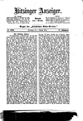 Kitzinger Anzeiger Dienstag 1. August 1876