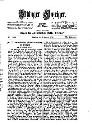 Kitzinger Anzeiger Dienstag 8. August 1876