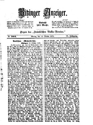 Kitzinger Anzeiger Montag 16. Oktober 1876