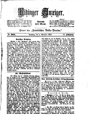 Kitzinger Anzeiger Samstag 4. November 1876