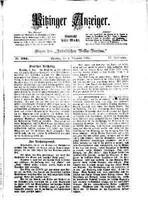 Kitzinger Anzeiger Samstag 9. Dezember 1876