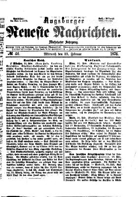 Augsburger neueste Nachrichten Mittwoch 23. Februar 1876