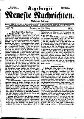 Augsburger neueste Nachrichten Sonntag 26. März 1876