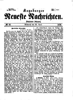 Augsburger neueste Nachrichten Mittwoch 26. April 1876