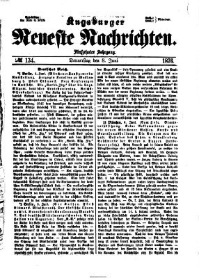 Augsburger neueste Nachrichten Donnerstag 8. Juni 1876