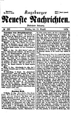 Augsburger neueste Nachrichten Dienstag 15. August 1876