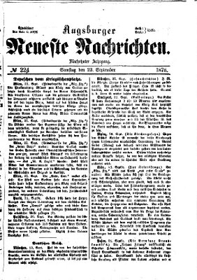 Augsburger neueste Nachrichten Samstag 23. September 1876