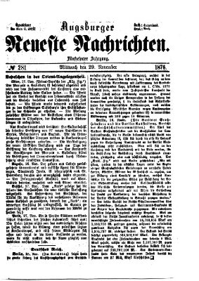 Augsburger neueste Nachrichten Mittwoch 29. November 1876