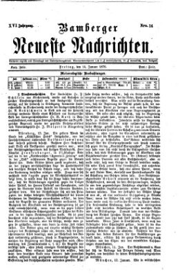 Bamberger neueste Nachrichten Freitag 14. Januar 1876