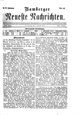 Bamberger neueste Nachrichten Dienstag 1. Februar 1876