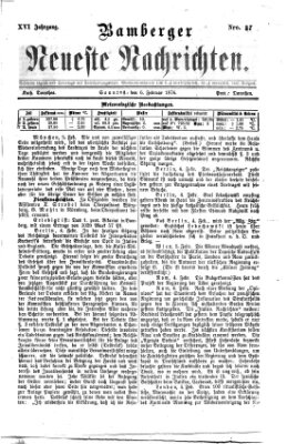 Bamberger neueste Nachrichten Sonntag 6. Februar 1876