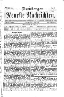 Bamberger neueste Nachrichten Freitag 7. April 1876