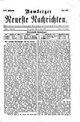 Bamberger neueste Nachrichten Freitag 2. Juni 1876