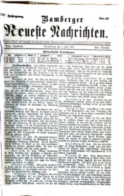 Bamberger neueste Nachrichten Samstag 1. Juli 1876